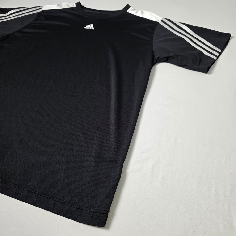 Adidas T-Shirt Men Large Black Active 360 Short Sleeve AZB004 Stripe Athletic - Picture 4 of 13